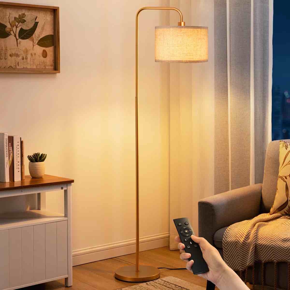 Ellingsworth 63'' Arched/Arc Floor Lamp with Dimmable Bulb and Remote Control