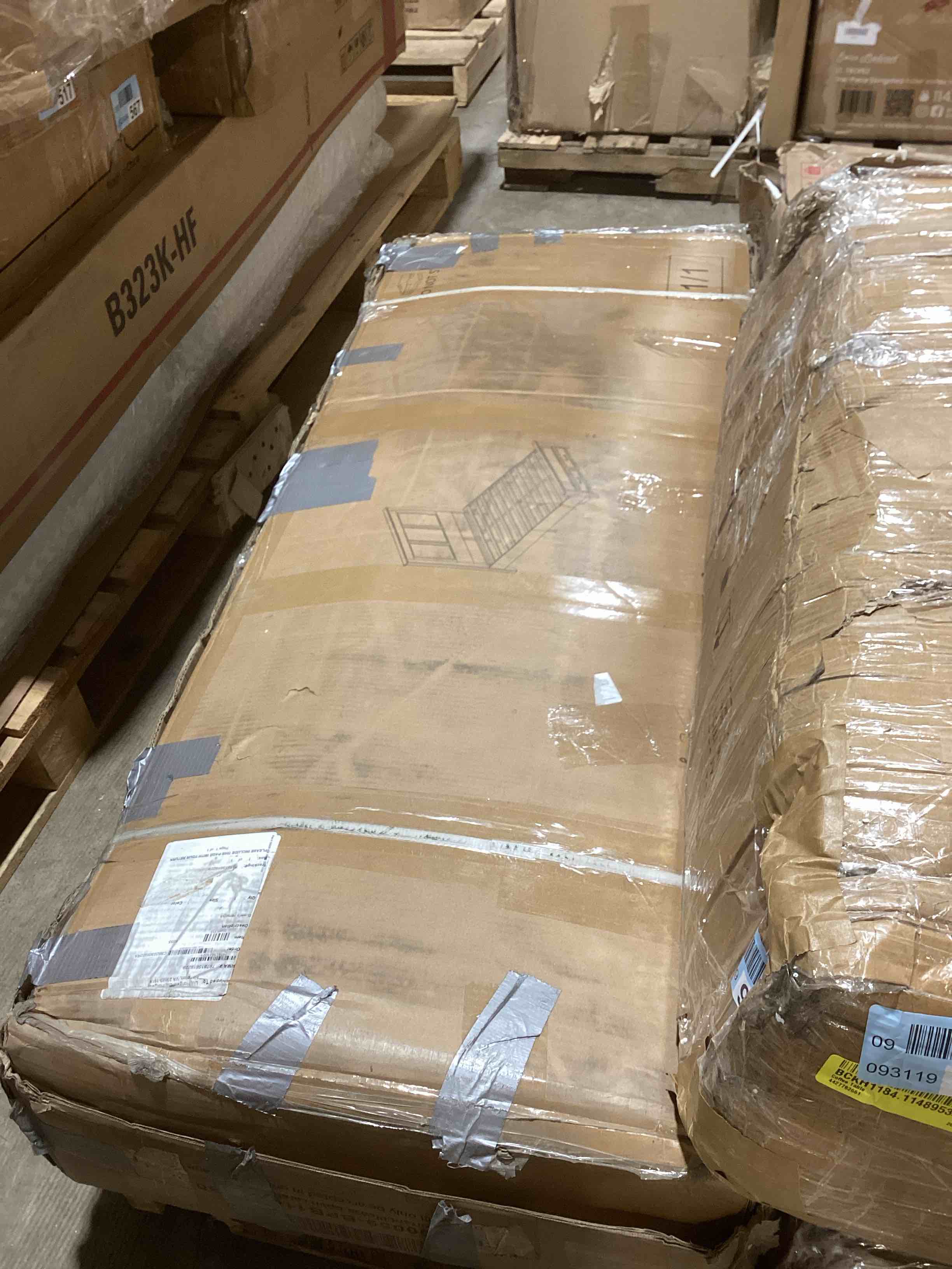 Condition photo showing Good Condition for AMERLIFE Farmhouse Full Size Bed Frame with 52.2" Tall Headboard & Footboard, Wood Platform Bed Frame with 2 Large Storage Drawers, Noiseless, No Box Spring Needed, Rustic Brown