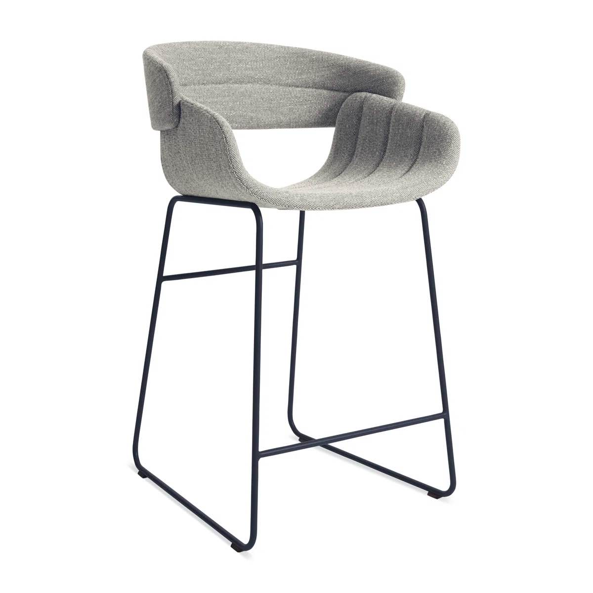 racer upholstered counter stool with metal frame, gray