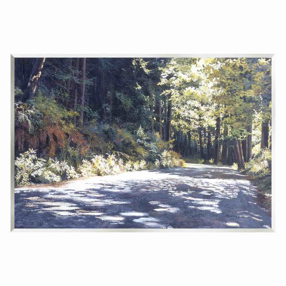 Sunlit Woodland Road Wall Plaque Art By Andrew Kiss, Size: 13" H x 19" W