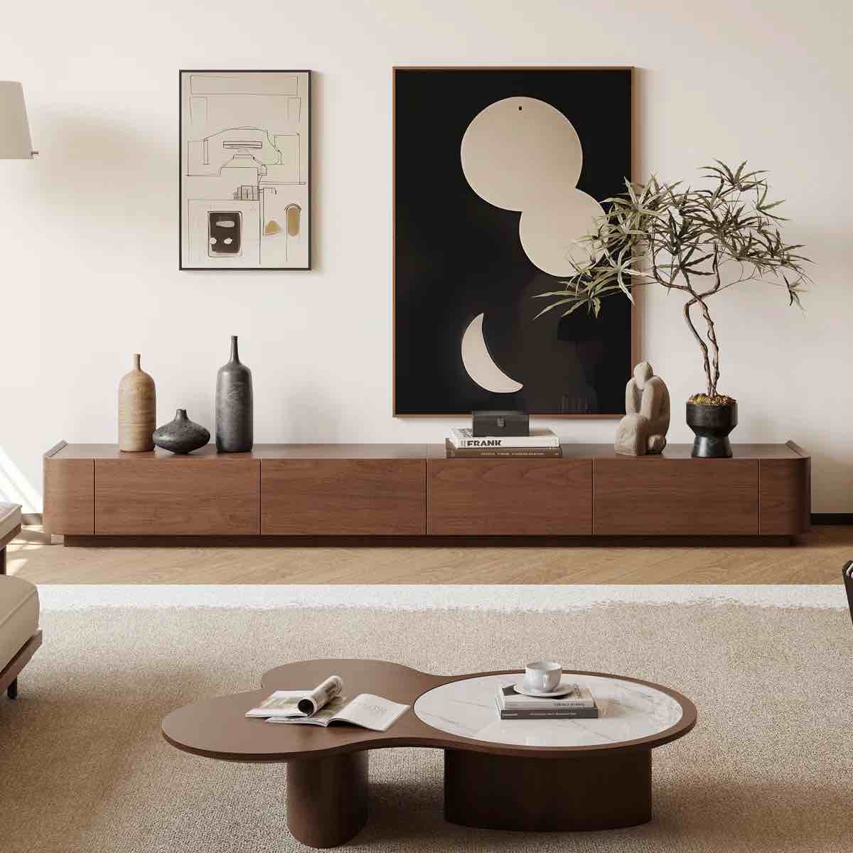 SEE DESCRIPTION Lydiane 94.5“ Combination TV Cabinet with Storage, Wooden Finish, 4 Drawers