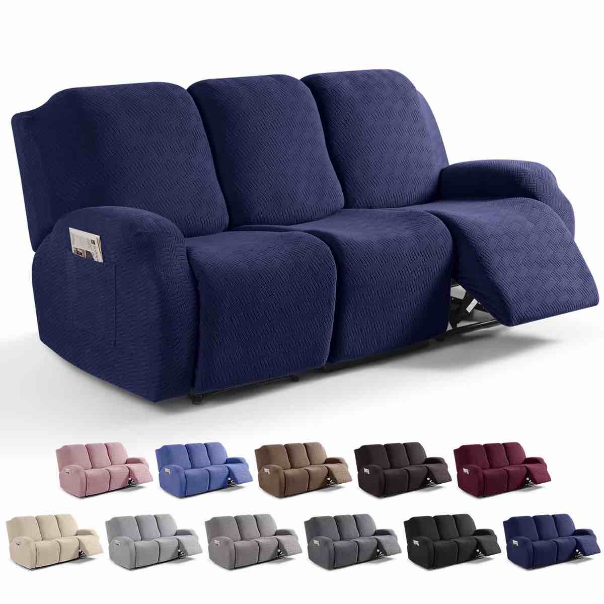 wald 3 seats jacquard recliner chair covers furniture protector recliner slipcovers with elastic bottom for kids pets