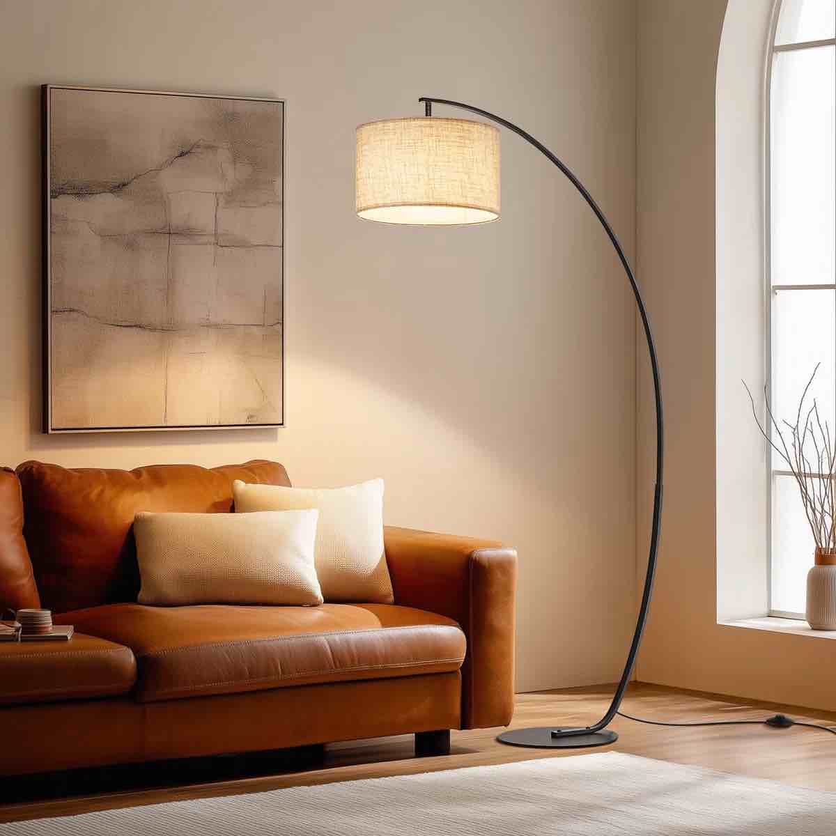 68.5” arched floor lamp with remote control and bulb included
