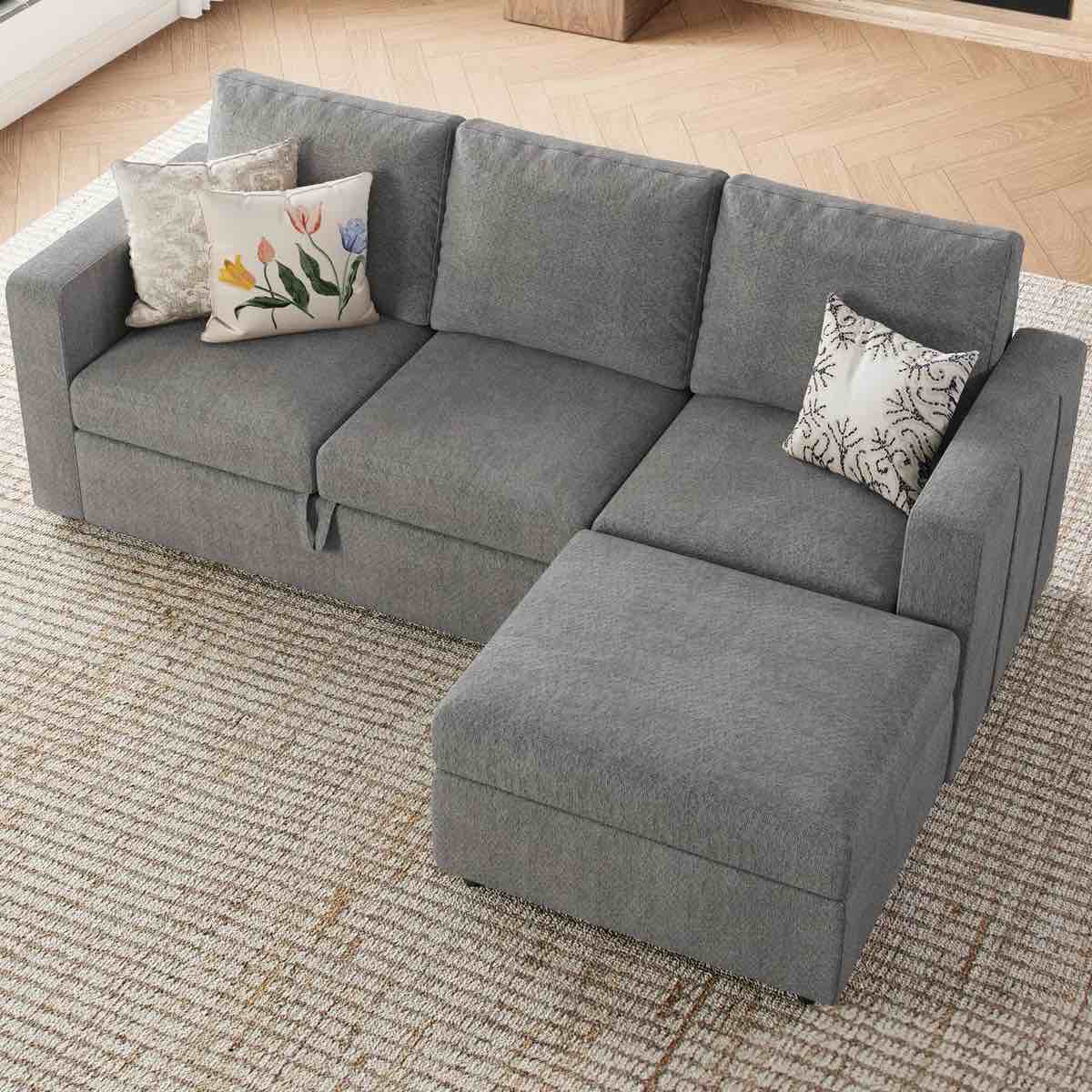 SEE DESCRIPTION Rafael L Shaped Sofa Pull Out Sofa Bed Convertible Modular Sectional Couch Sleeper For Apartment