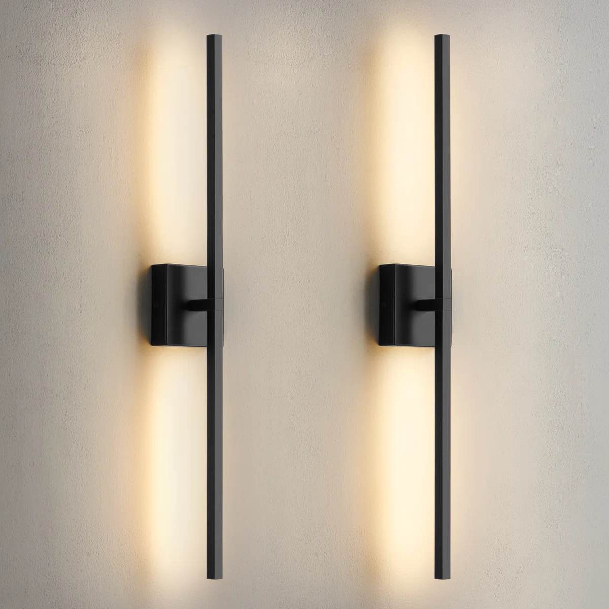 2-Light 30" Dimmable LED 18W Wall Sconce with 360° Rotatable Arms (Set of 2)