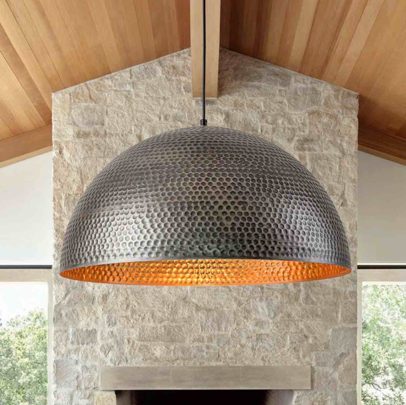 1-Light Industrial Oversized Metal Dome Pendant
