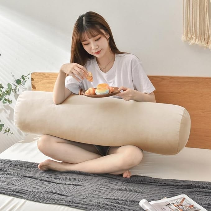 2-Pack Long Body Pillow for Adults Round Bolster Pillow with Removable Washable Cover Full Hugging Pillow , 38” 
