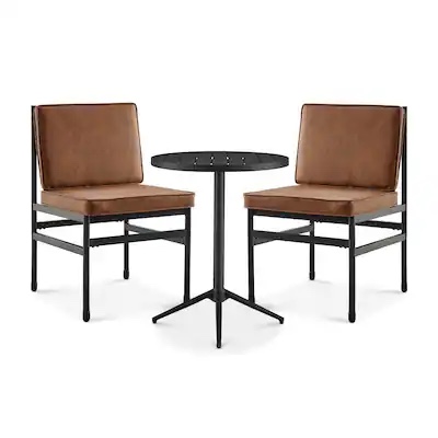 CM1002-PBPU Mopio Odelia 3 Piece Bistro Set 2 Dining Chairs, 1 Bistro Table, Sturdy BIFMA-Certified Rust-Free Metal Frame