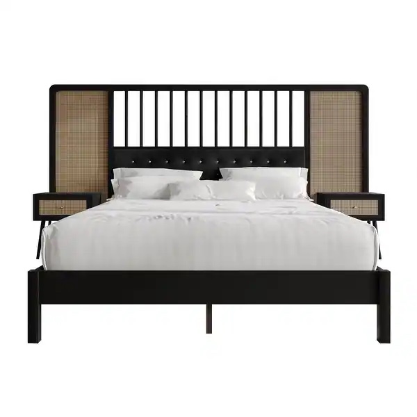 SEE DESCRIPTION Queen Wall Bed with 2 Nightstand, Black C263QWB-BK
