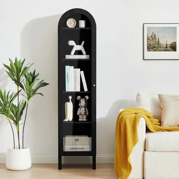 66.93 in " Arched Narrow Type Filing /Living Room Decoration Cabinet - Black