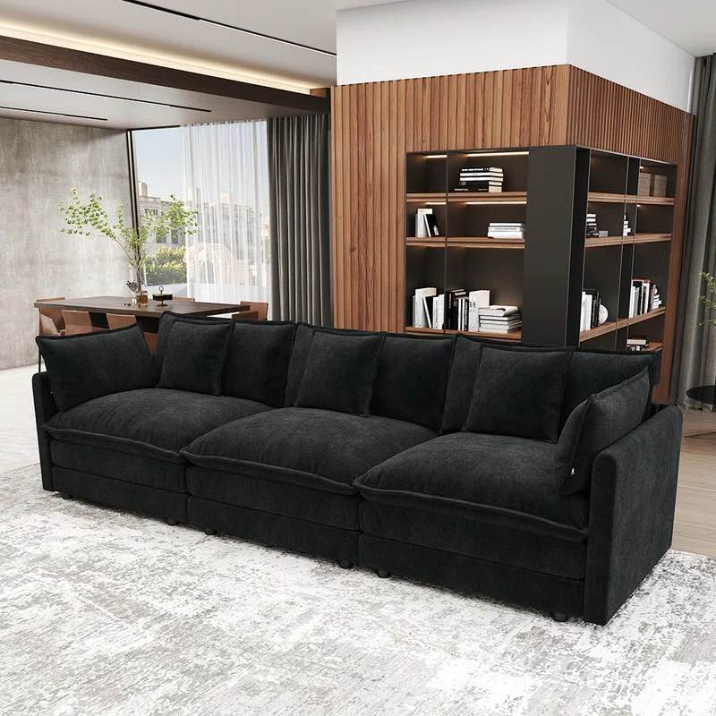 SEE DESCRIPTION 111.5'' Modern Minimalist Style Chenille 3-Seat Sofas