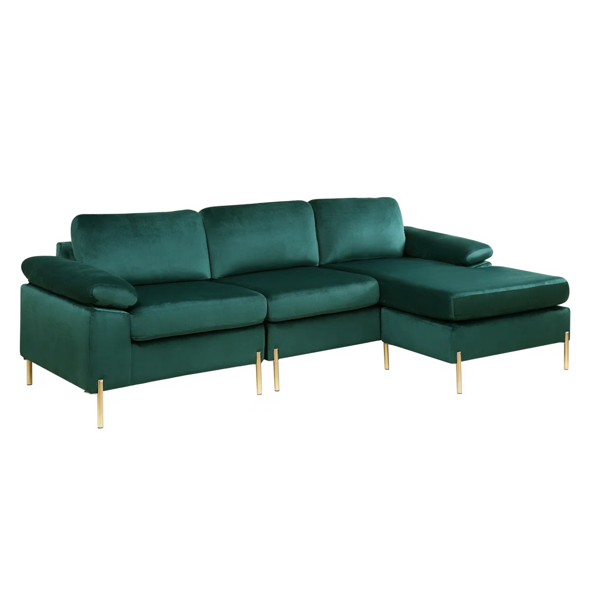 SEE DESCRIPTION Harshith 100.39" Wide Velvet Reversible Modular Sofa with Ottoman, Dark Green