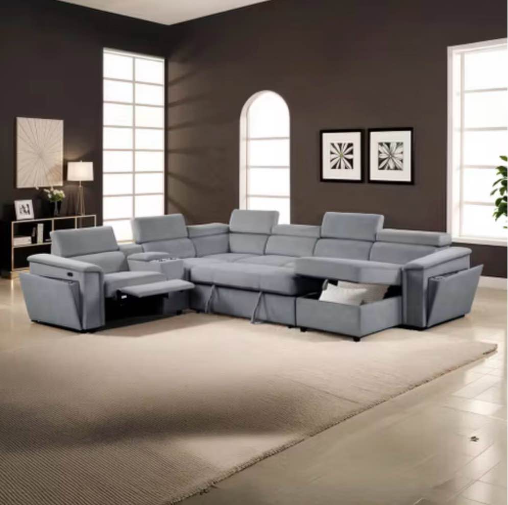 SEE DESCRIPTION Harvey Fabric U-Shaed Sectional Sofa by Galaxy Home Furnishings 