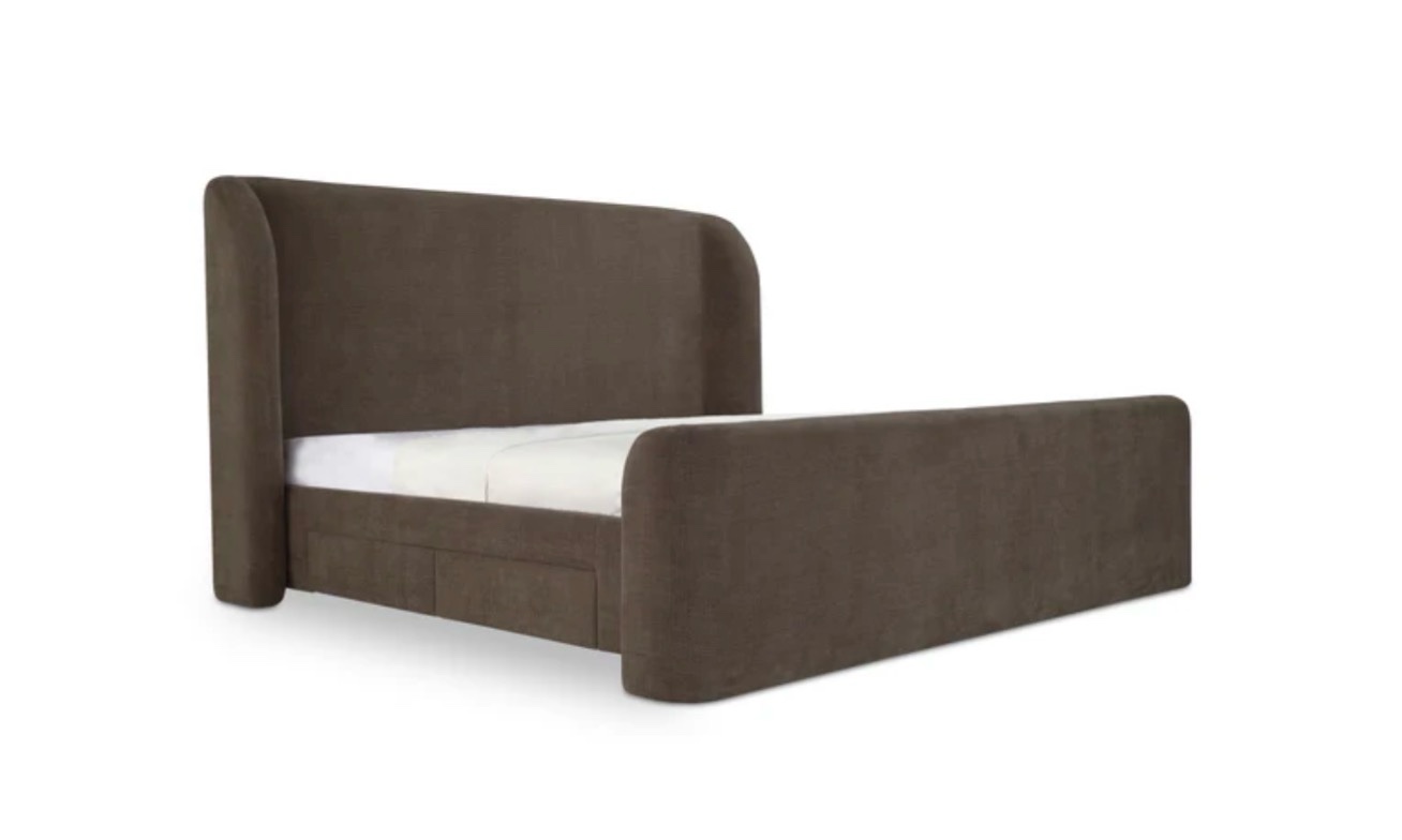 SEE DESCRIPTION Sophia King Bed With Drawers, Brown 