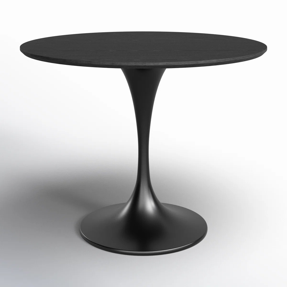 Flow Round Metal Base Dining Table, Matte Black 