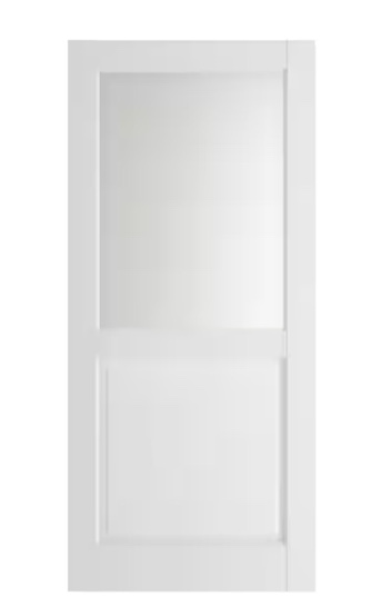 SEE DESCRIPTION 30 in. x 80 in. Solid Core 1/2 Frosted Glass White Primed Composite MDF Interior Door Slab