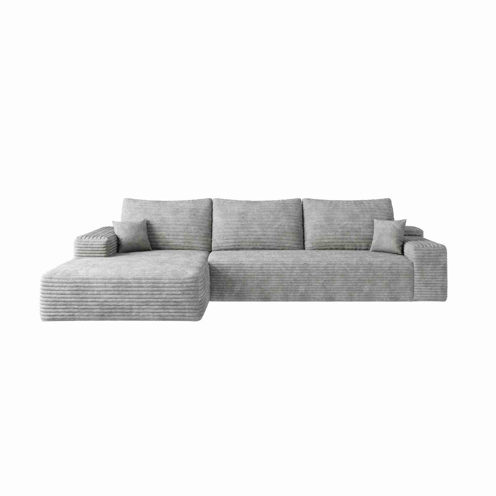 SEE DESCRIPTION Y119-3R-Grey Plush Corduroy Modular 3-Seater Sectional Sofa With Chaise, No Assembly, Cloud Comfort - Antique Grey