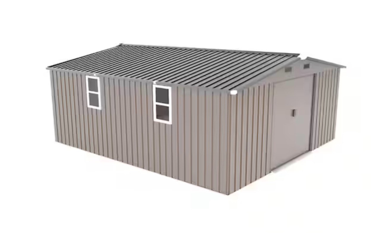 SEE DESCRIPTION 10x12ft 0.25mm Color Steel Storage Shed with Protective Film, Two Daylight Windows