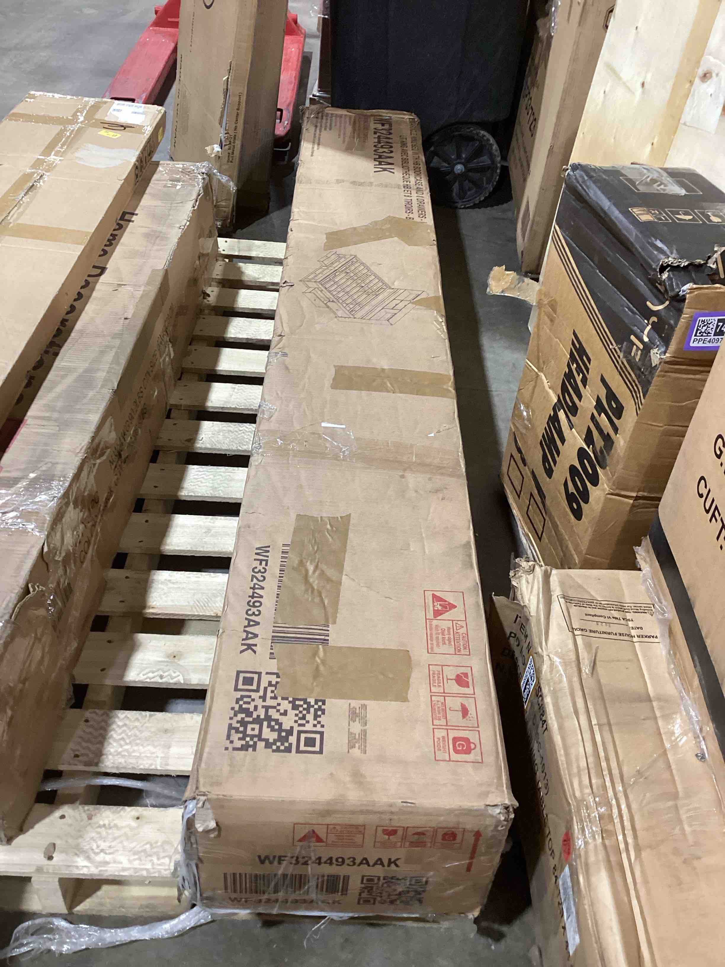 Condition photo showing Good Condition for SEE DESCRIPTION King Size Platform Bed With 8 Storage Drawers And Bookcase Headboard, Storage Bed Frame