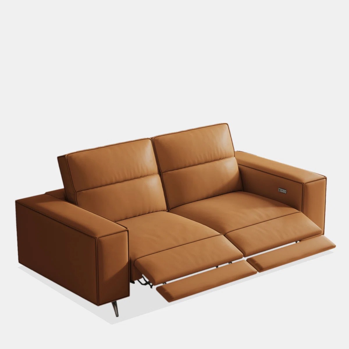 Nolynn 76.77” W Breathable Top Grain Leather Dual Power Reclining 