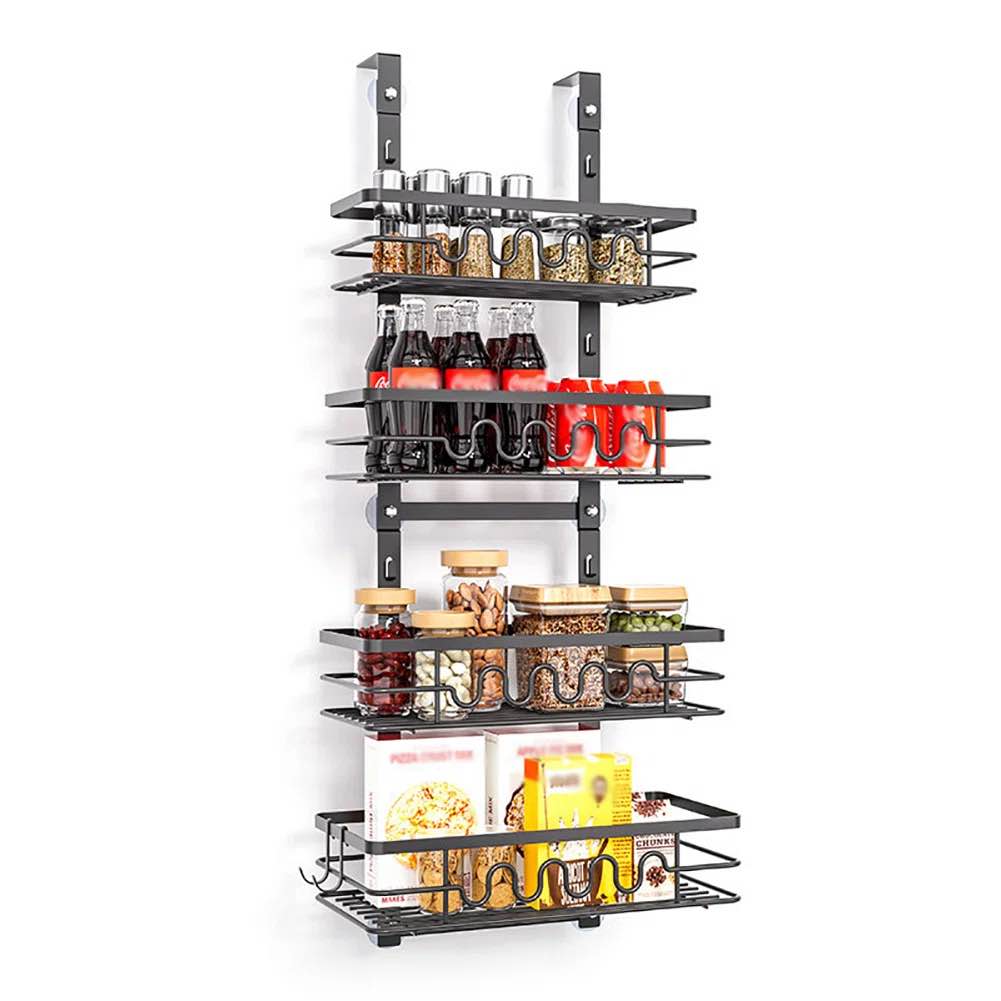 Over The Door Storage Rack, 4 Layers Metal Pantry Door Organizer Wall Mounted Behind Door Storage Cabinet Over The Door Pantry Organizer For Kitchen Bathroom Easy To Install
