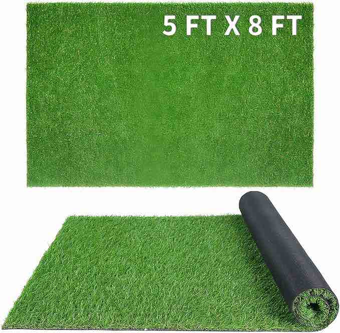 5FT x 8FT Artificial Grass Rug for Patio Balcony, Realistic Fake Grass Carpet for Indoor Outdoor Flooring - Kids Playground, Dog Kennels Pet Turf with Drainage