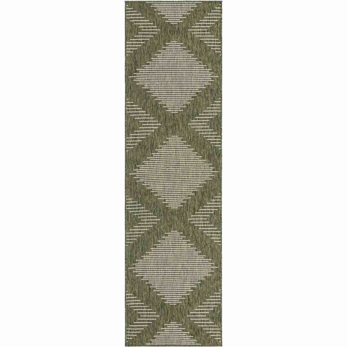 Dex Striped Machine Woven Polypropylene Indoor/ Outdoor Area Rug, Runner 2’7” X 12”