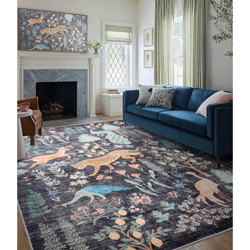 Boho Floral And Animal Print Area Rug Rectangle 8' x 10