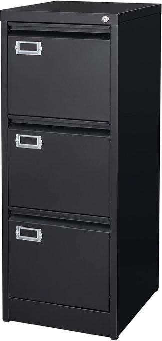 3 drawer file cabinet with lock metal vertical file cabinet office home narrow file cabinet for a4 legal/letter size,assembly required (black, 3 drawers-vertical)