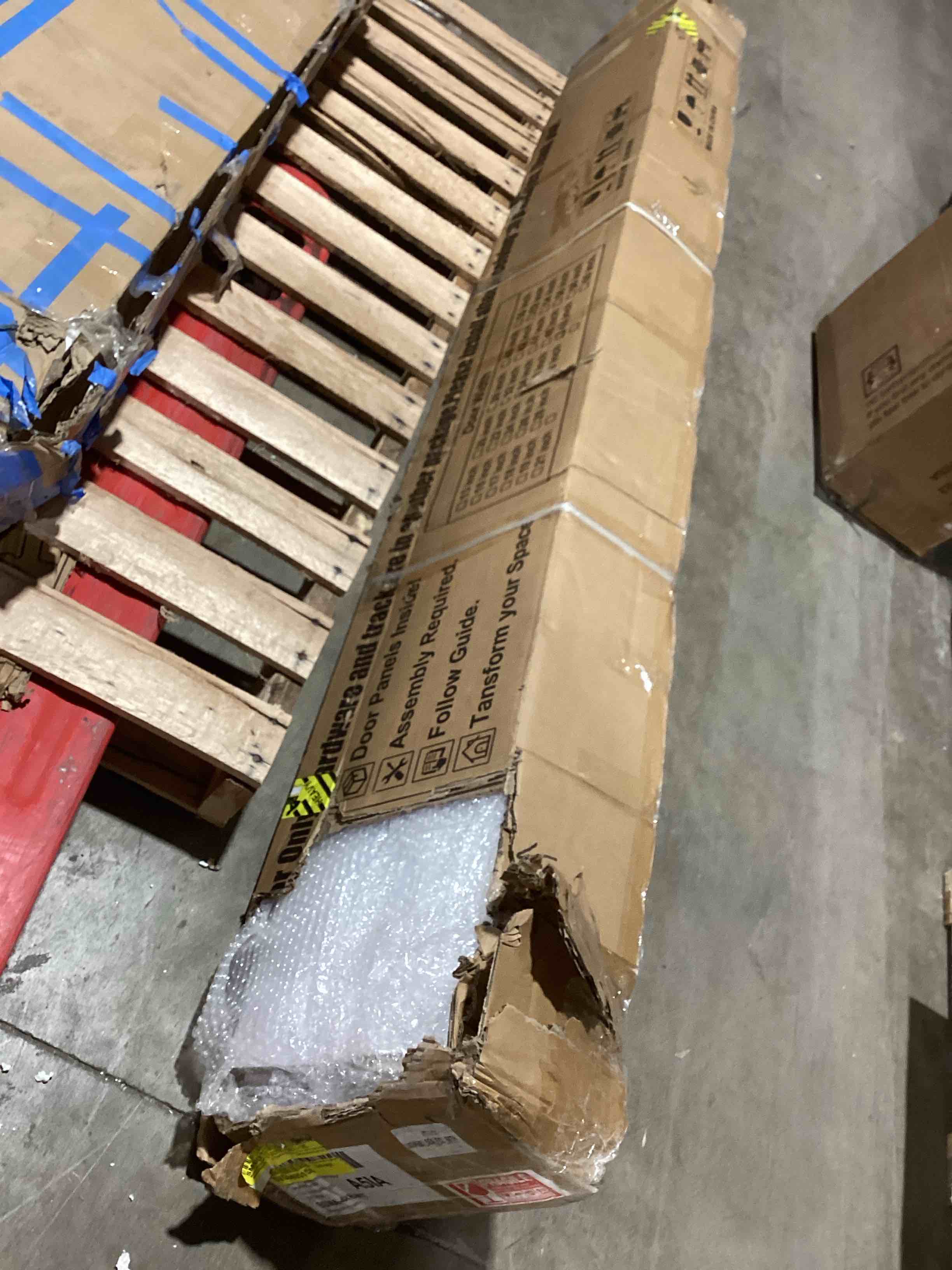 Condition photo showing Good Condition for Manufactured Paneled Sliding Barn Door with Brushed Nickel Hardware Kit