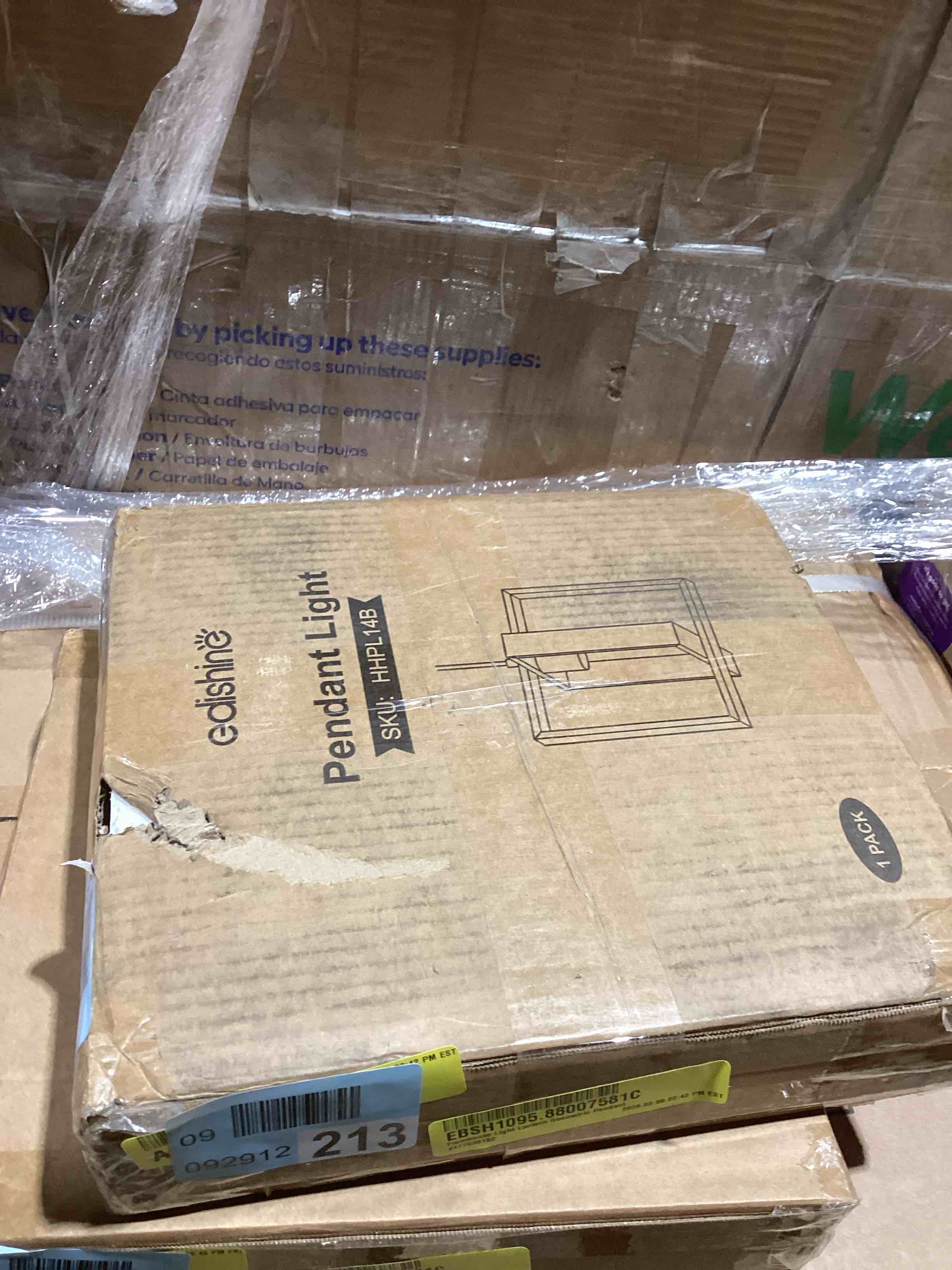 Condition photo showing New/Like New for Farmhouse Light Lantern Geometric Pendant 