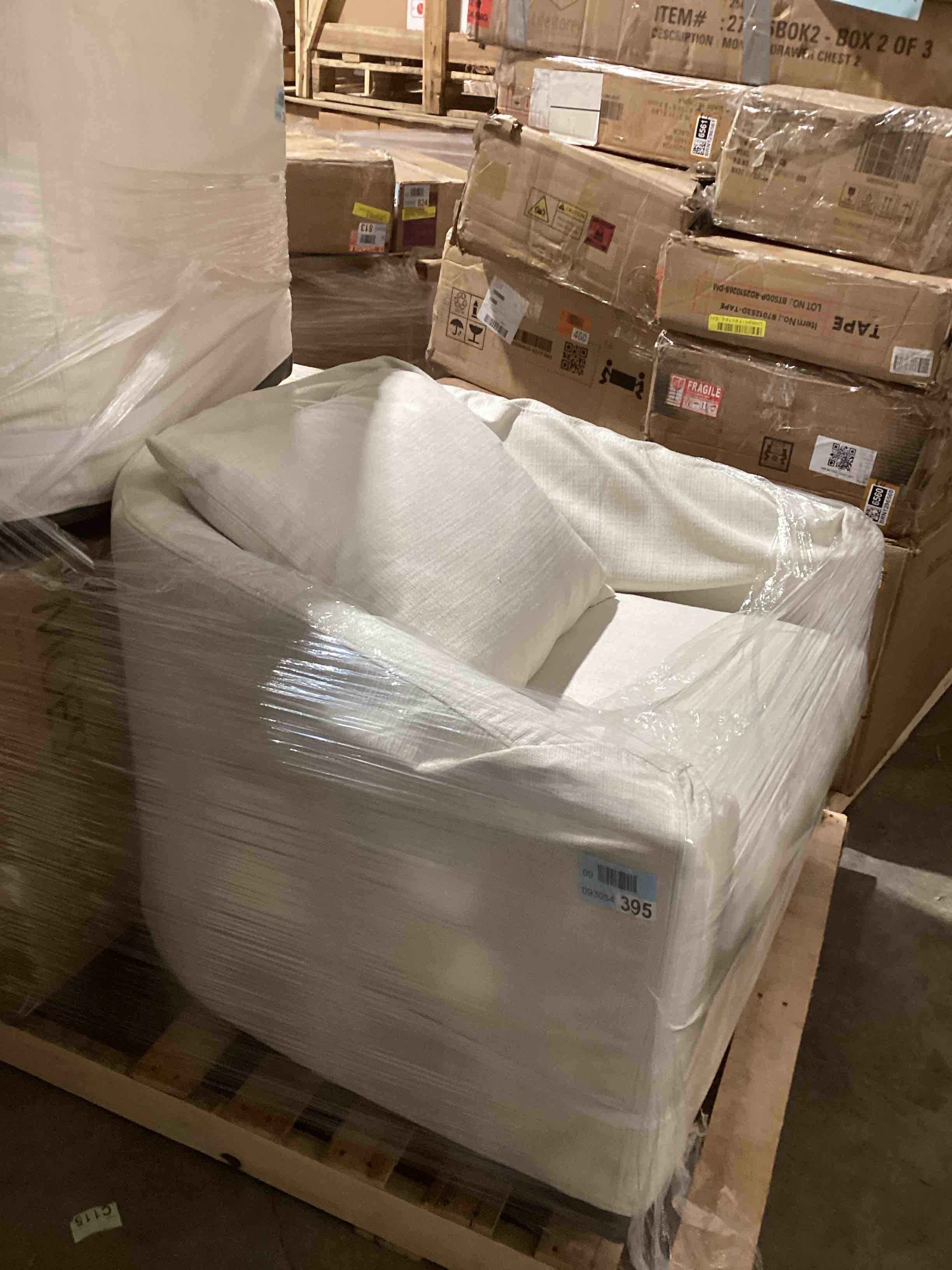 Condition photo showing Good Condition for Menta 35” Upholstered Swivel Barrel Chair, Flanigan Cotton