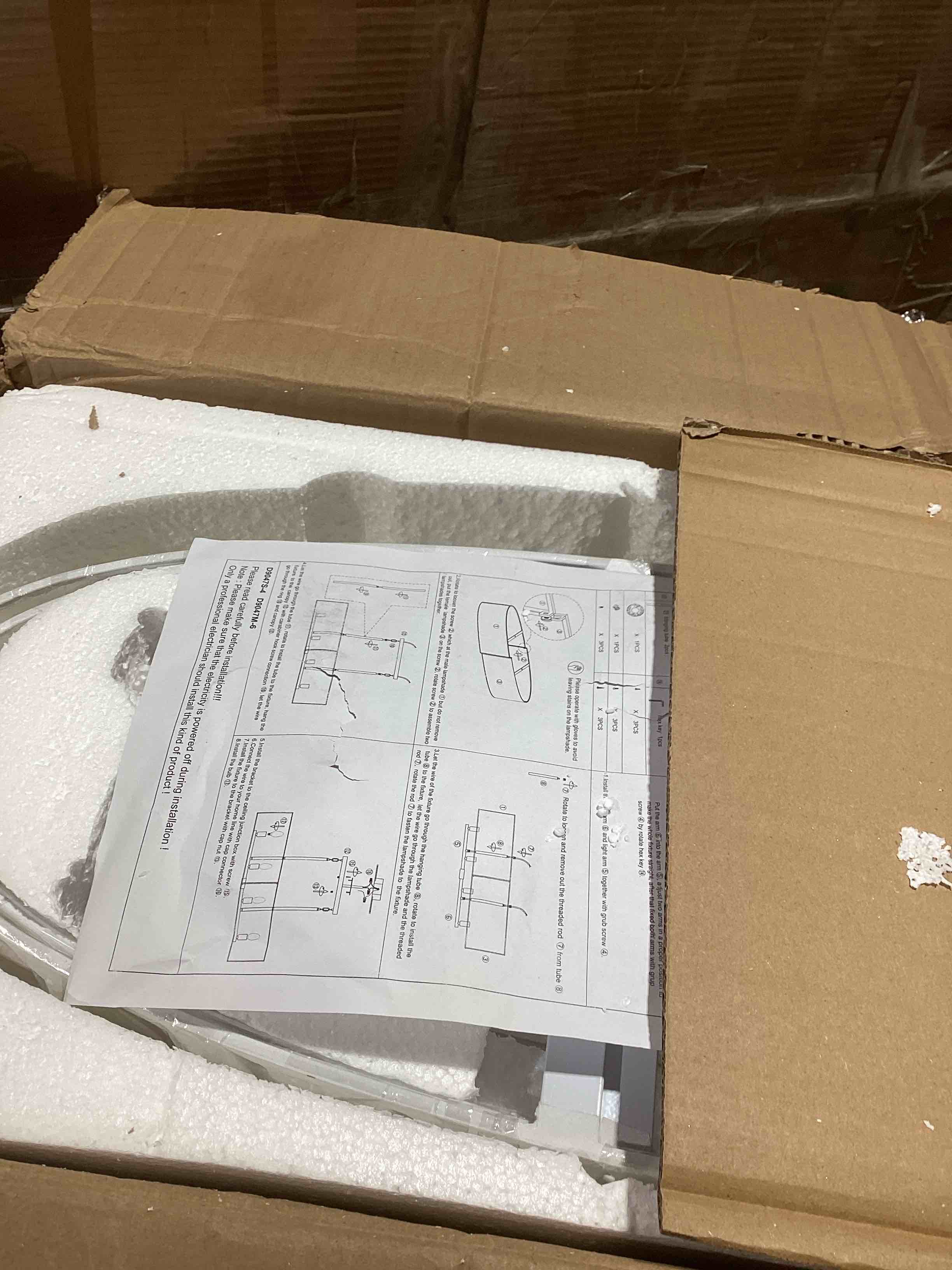 Condition photo showing New/Like New for 4-Light 34.65'' Golden Modern Drum Chandelier, Over Table Island Light With Fabric Shade For Dining Room, Kitchen Island, Living Room