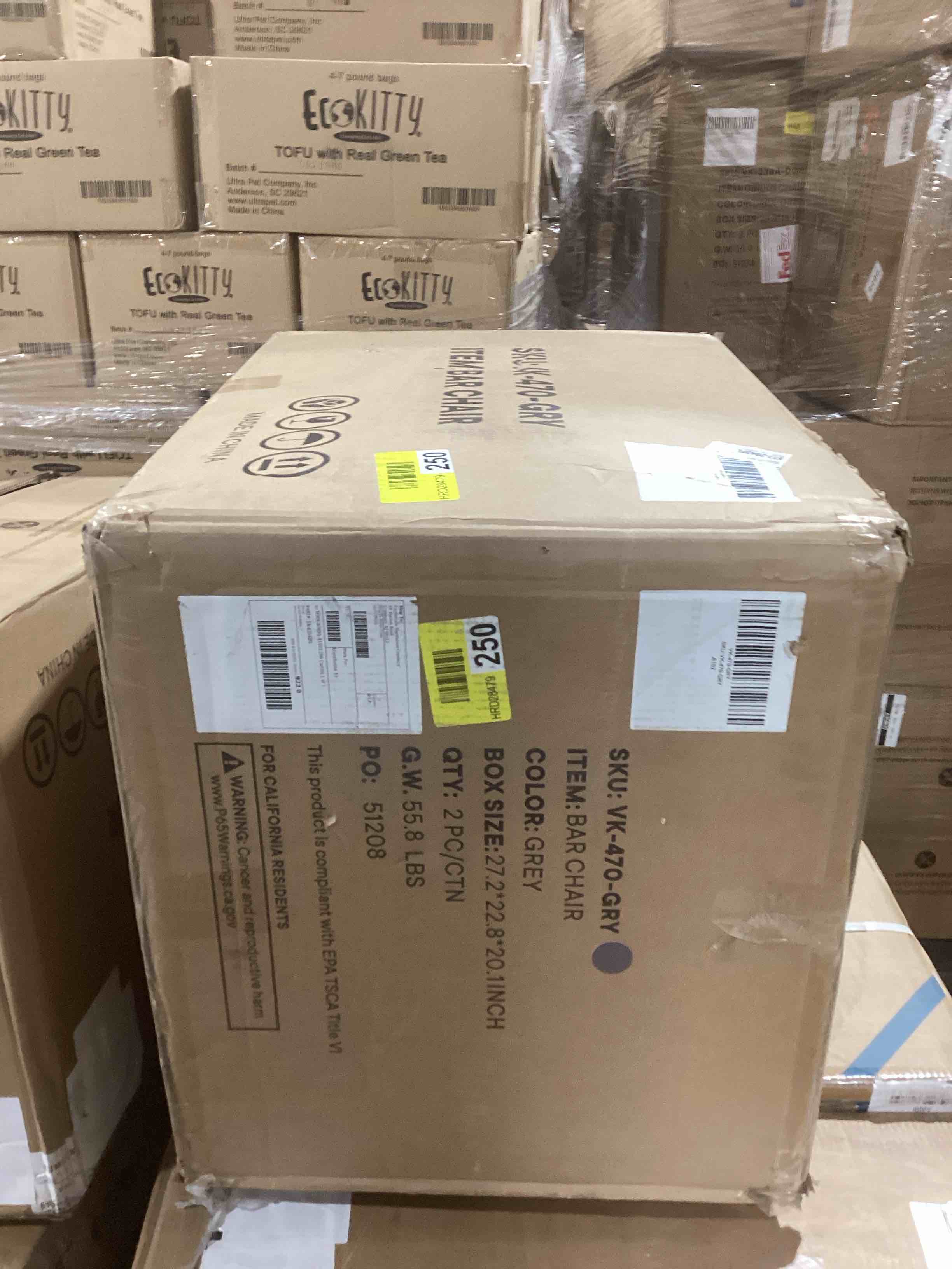 Condition photo showing Good Condition for Bar Stools Set of 2,Upholstered Counter Height Bar Stools,Modern Counter Stools with Wood Legs for Kitchen Island Dining Room Bar,Fabric Grey VK-470-GRY