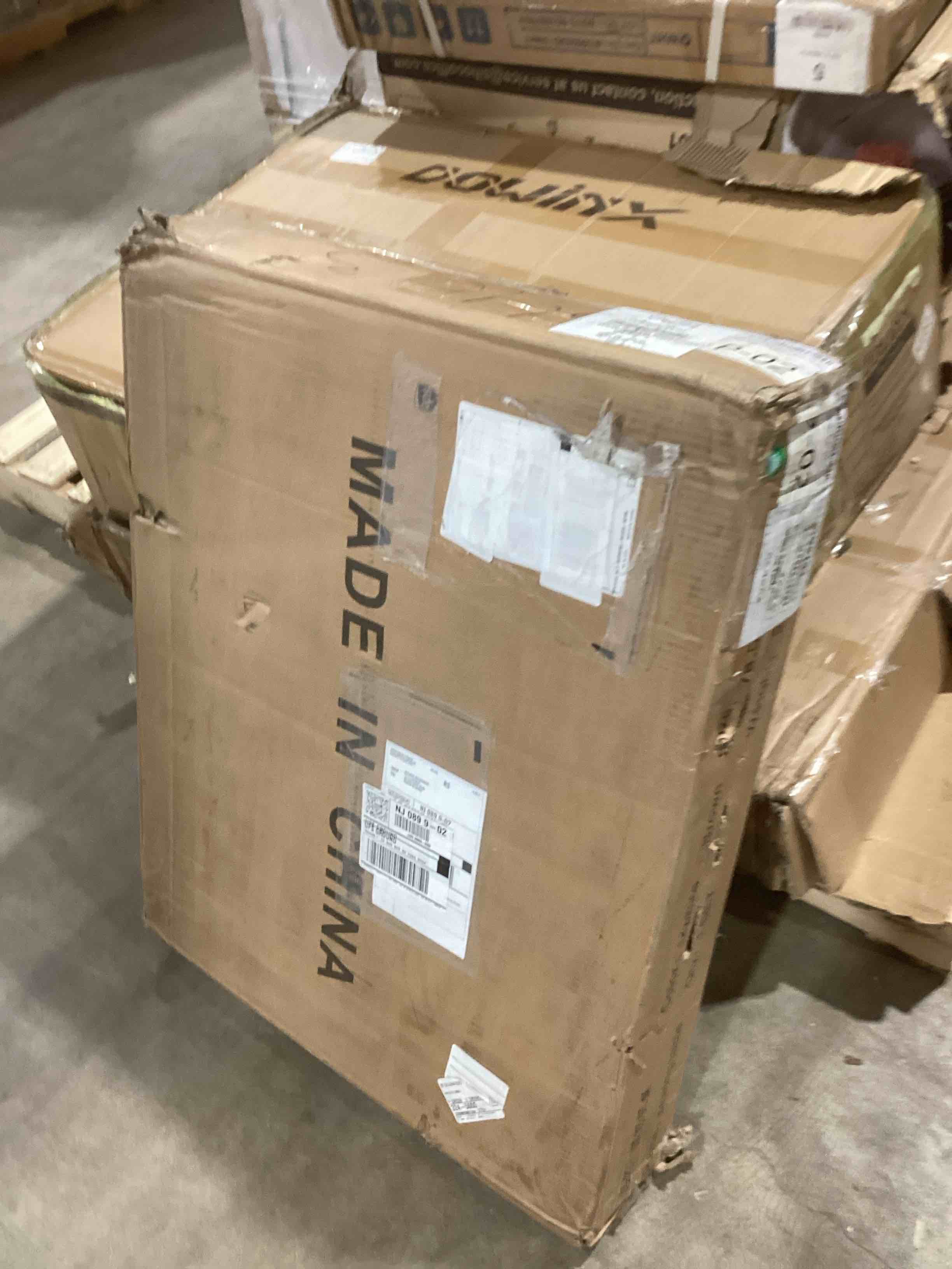 Condition photo showing New/Like New for Vividwood Folding Sewing Table, Multipurpose Sewing Machine Table with Compact Design, Wheels, Shelves, Bins, Pegs, Magnetic Locks (White) Small White