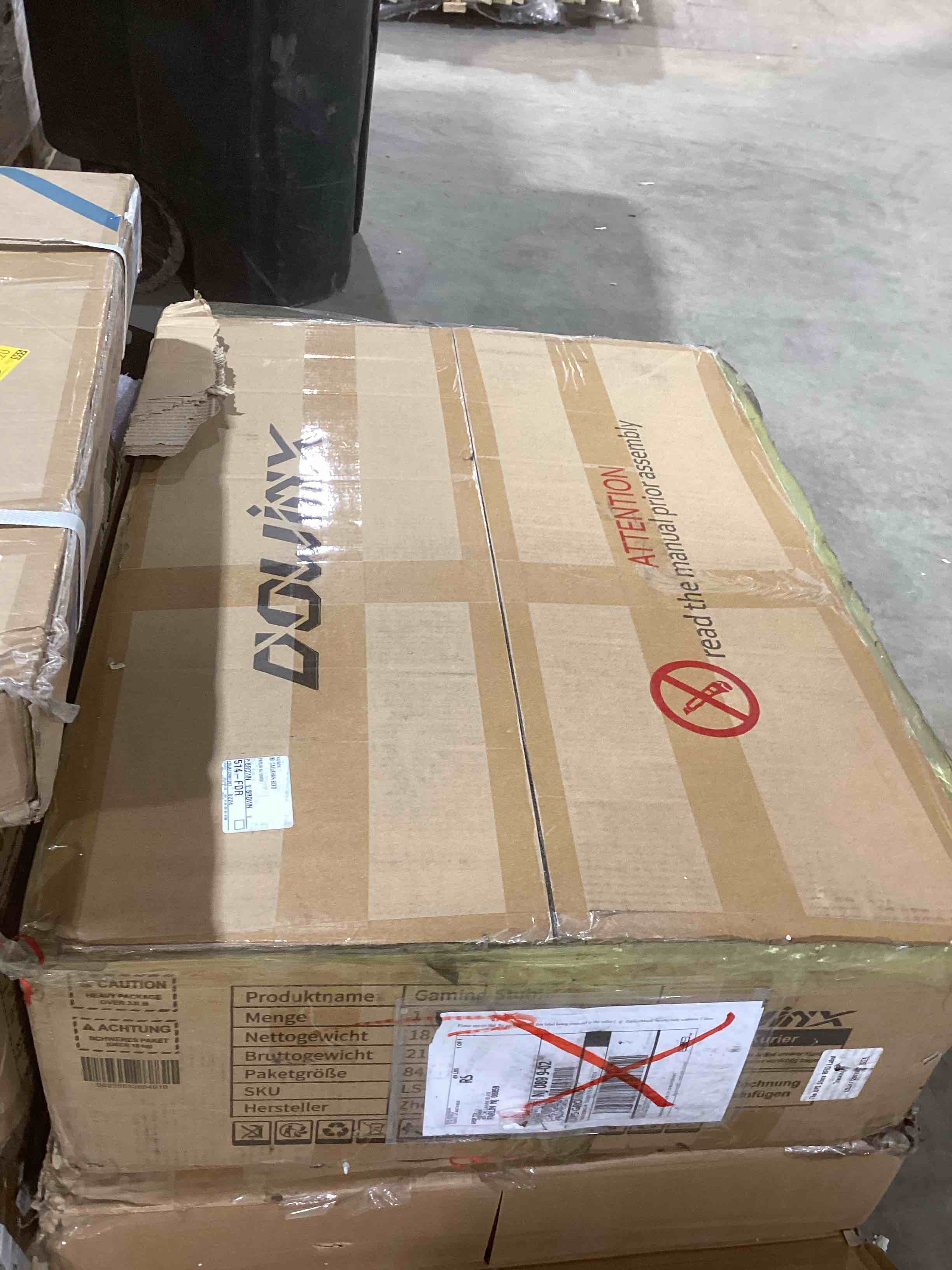Condition photo showing New/Like New for Dowinx - Gaming Chair Fabric Big and Tall with Pocket Spring Cushion, Massage Game Chair Cloth with Headrest - White  LS-66D58G-03