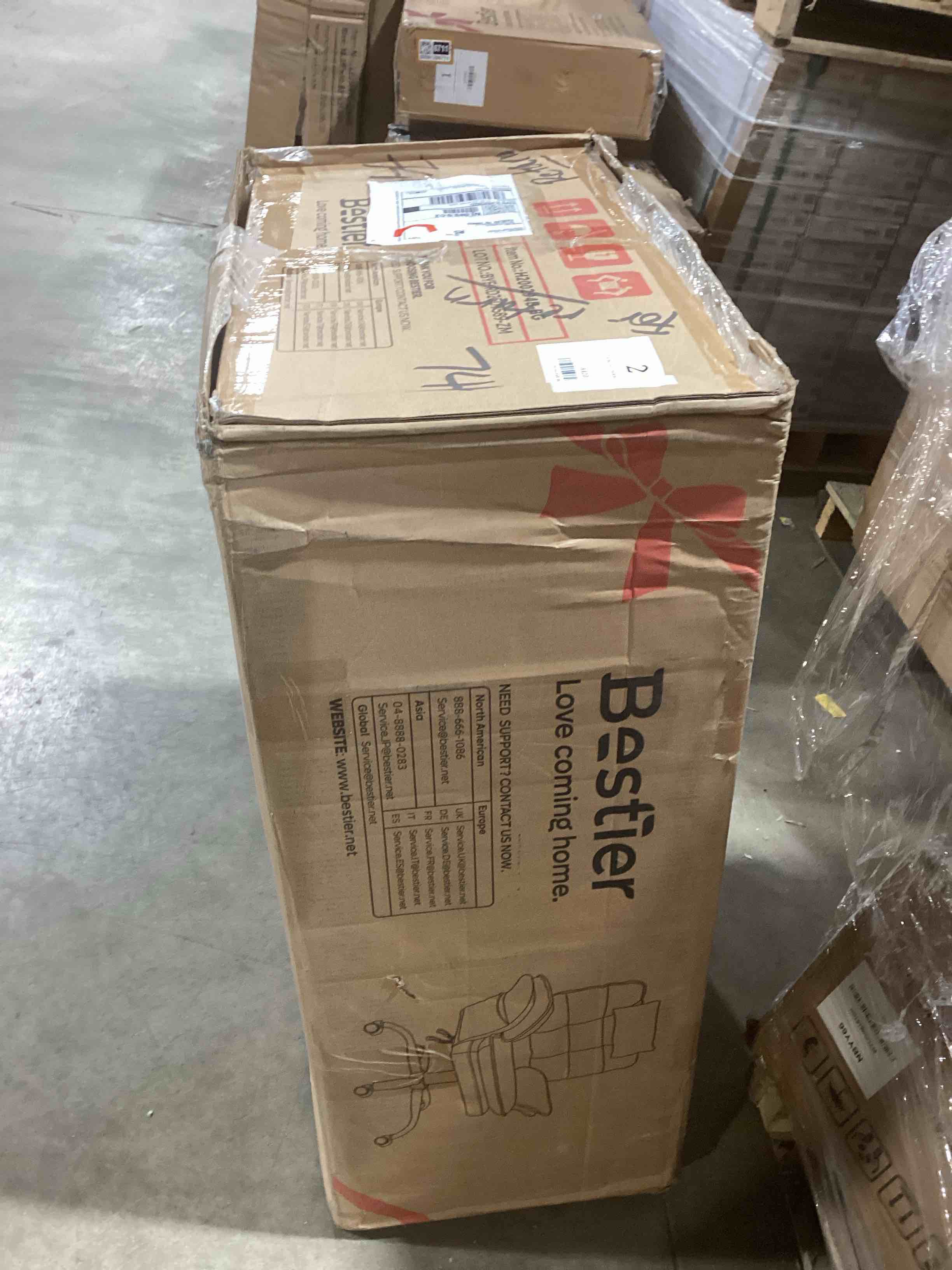 Condition photo showing New/Like New for Bestier - Home Office Desk Chair with Ergonomic Headrest & Velvet Upholstery - White H200294B-BG
