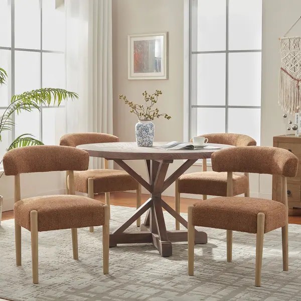 Modern Fabric Upholstered Dining Chair/Kitchen Chairs. - Orange - Set of 2 VK-451-ORA