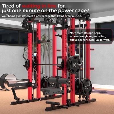 Condition photo showing Good Condition for SEE DESCRIPTION AECOJOY Smith Machine Home Gym with LAT Pulldown SS14104RD