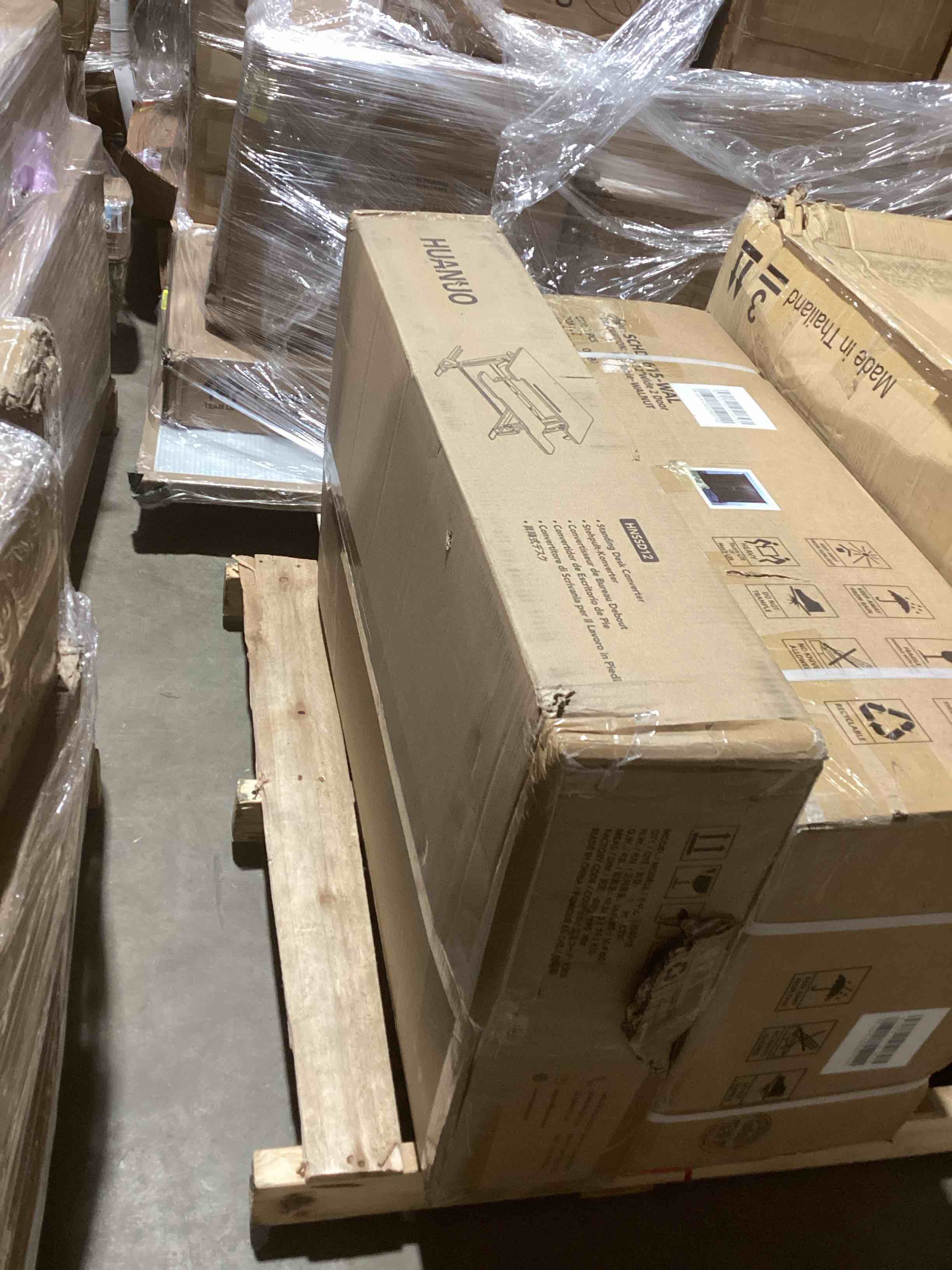 Condition photo showing New/Like New for HUANUO 36" Z Shaped Stable Standing Desk Converter, Height Adjustable Sit Stand Up Desk Riser, Dual Monitor and Laptop Workstation with Wide Keyboard Tray, Desk Lifter for Home Office