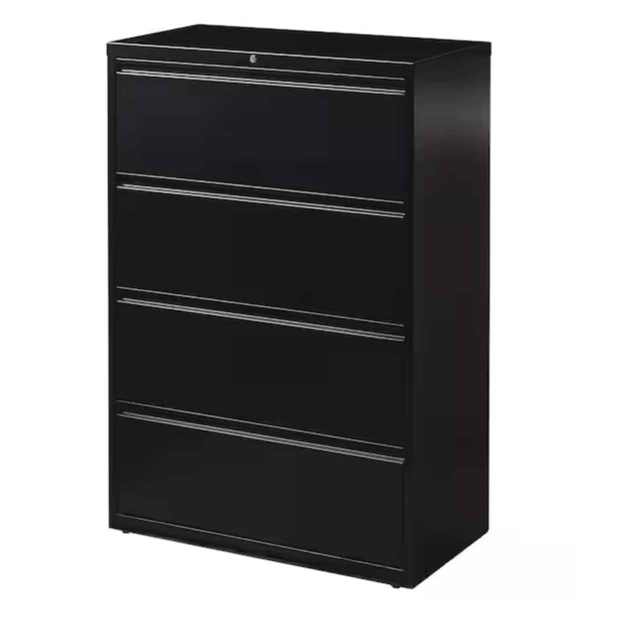 36 in. w 4-drawer black metal lateral file cabinet for home and office, holds letter, legal and a4 hanging folders