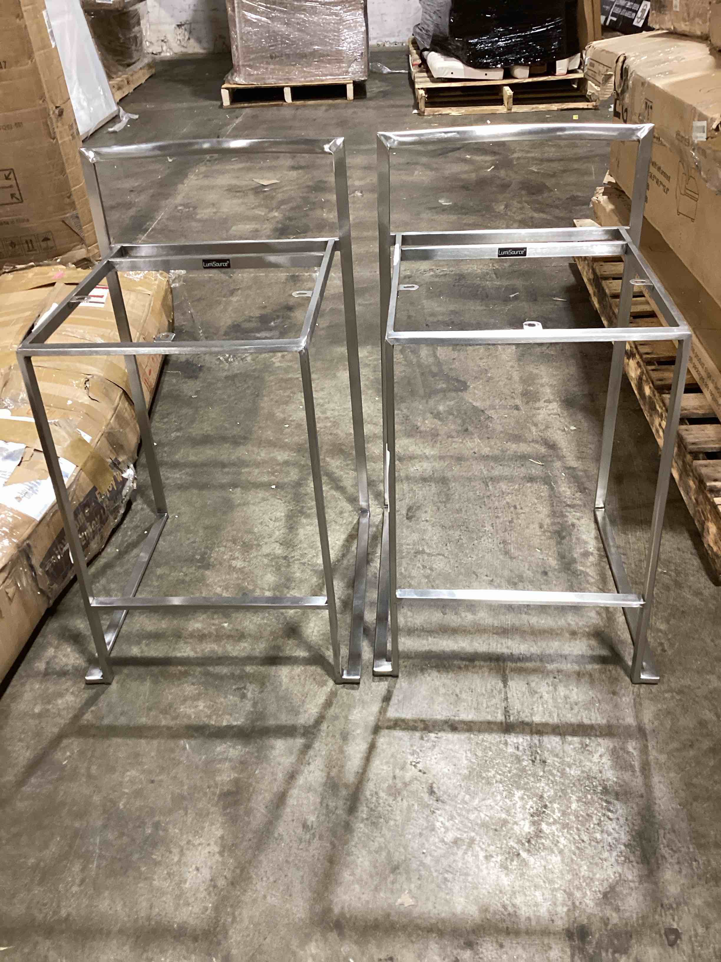 Condition photo showing Good Condition for incomplete:( only base the chair ) fuji stacker counter stools for kitchen counter in stainless steel metal, counter height chairs, bar stools set of 2, counter height chairs, bar stools for kitchen island (white faux leather)