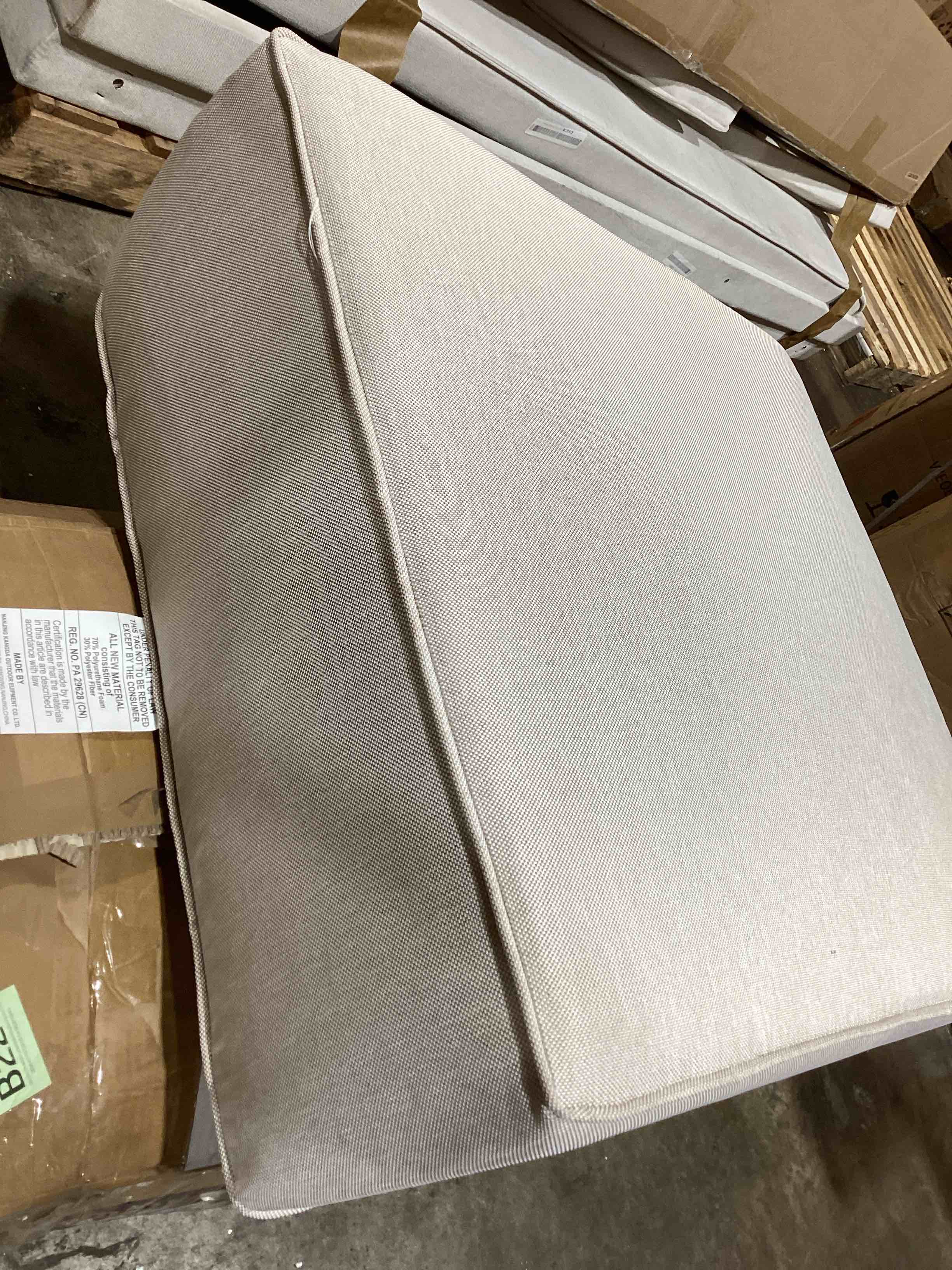 Condition photo showing Good Condition for 9" thick outdoor chair cushions, 25x25 inch patio furniture cushions  with water resistant & removable cover, uv resistant, 30d high density sponge patio cushion, beige