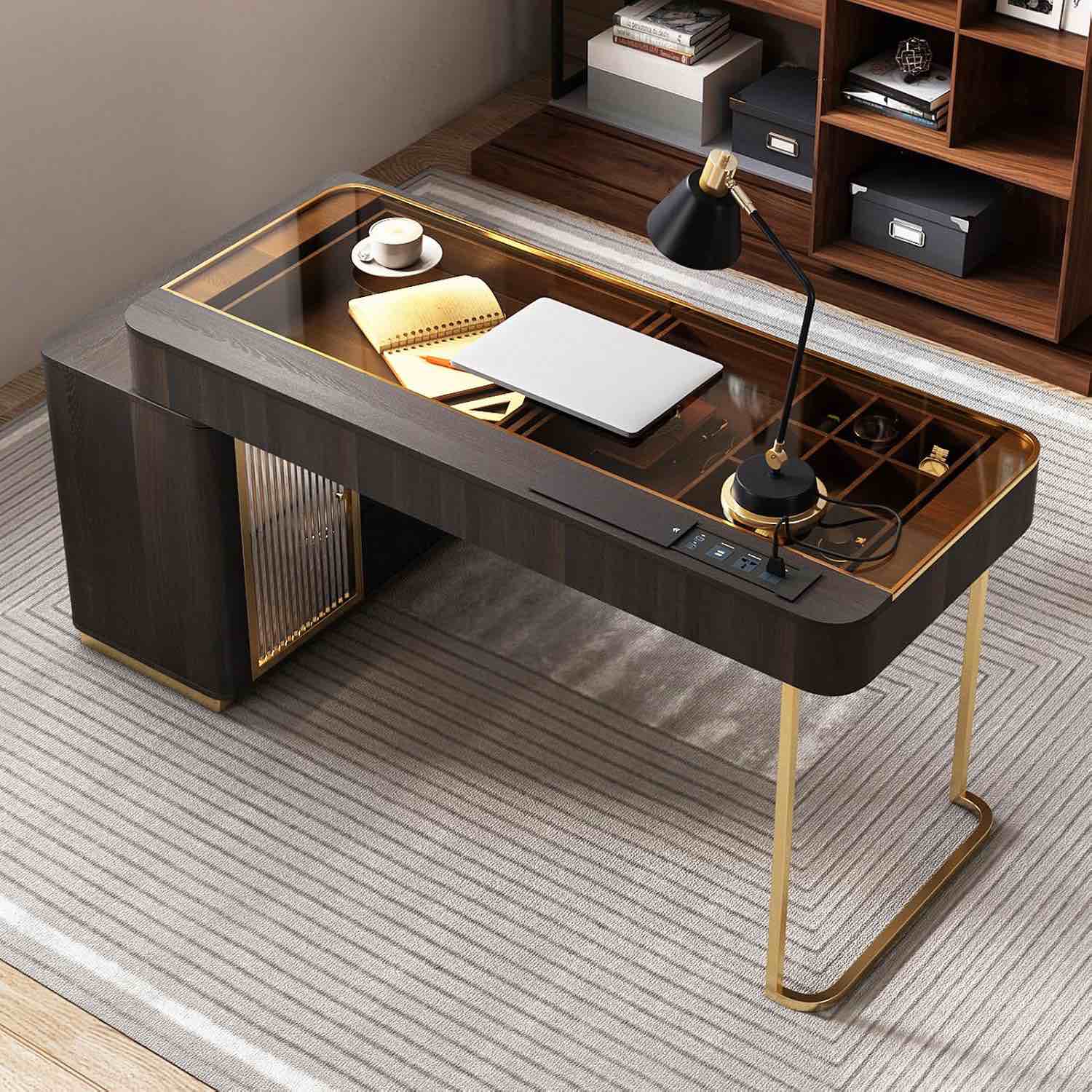 Condition photo showing Good Condition for two desk legs color gold 