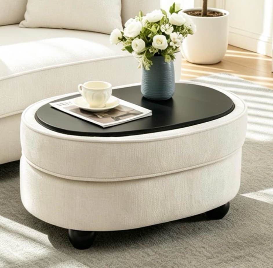 Condition photo showing Good Condition for storage ottoman (beige)