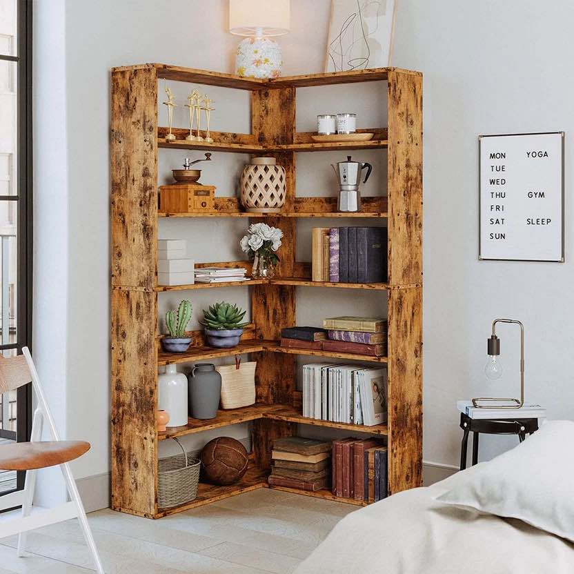 Condition photo showing New/Like New for ironck 6-tier corner bookshelf series