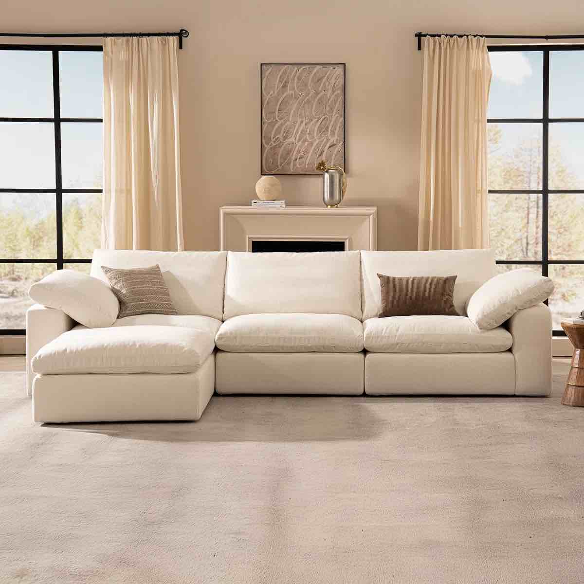 (incomplete 3 cushion only) 110.2" Sectional Sofa Comfy Cloud Couch For Living Room Modern Sofa Sleeper Deep Couches With Ottoman