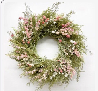 Dried Pink Larkspur and Sweet Annie Spring Wreath