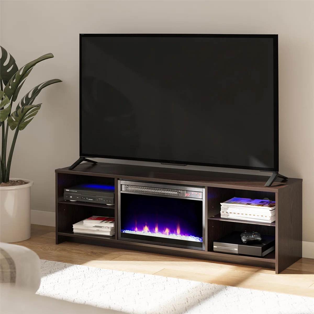 Mascher Fireplace Console for TVs up to 65", Espresso