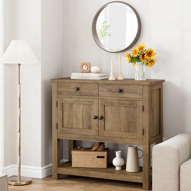 Latiasha 35.4'' Console Table with Drawers and Cabinet